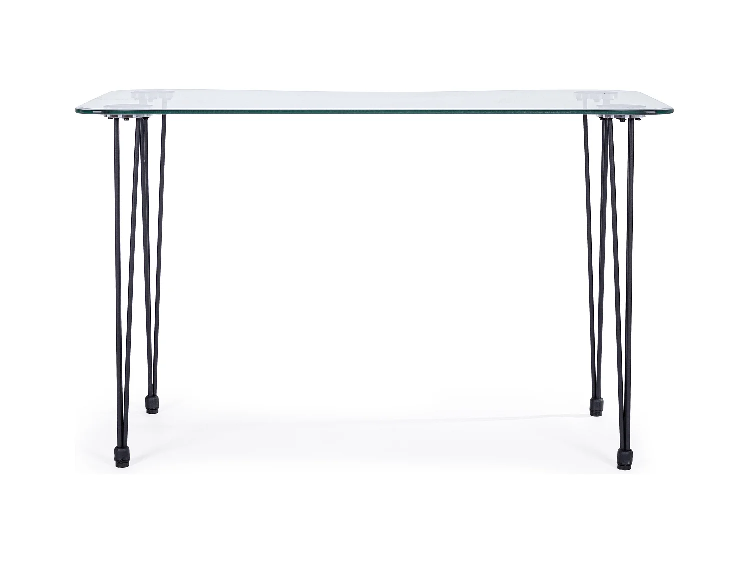Bureau van gehard glas en zwart stalen poten Randy 120 cm