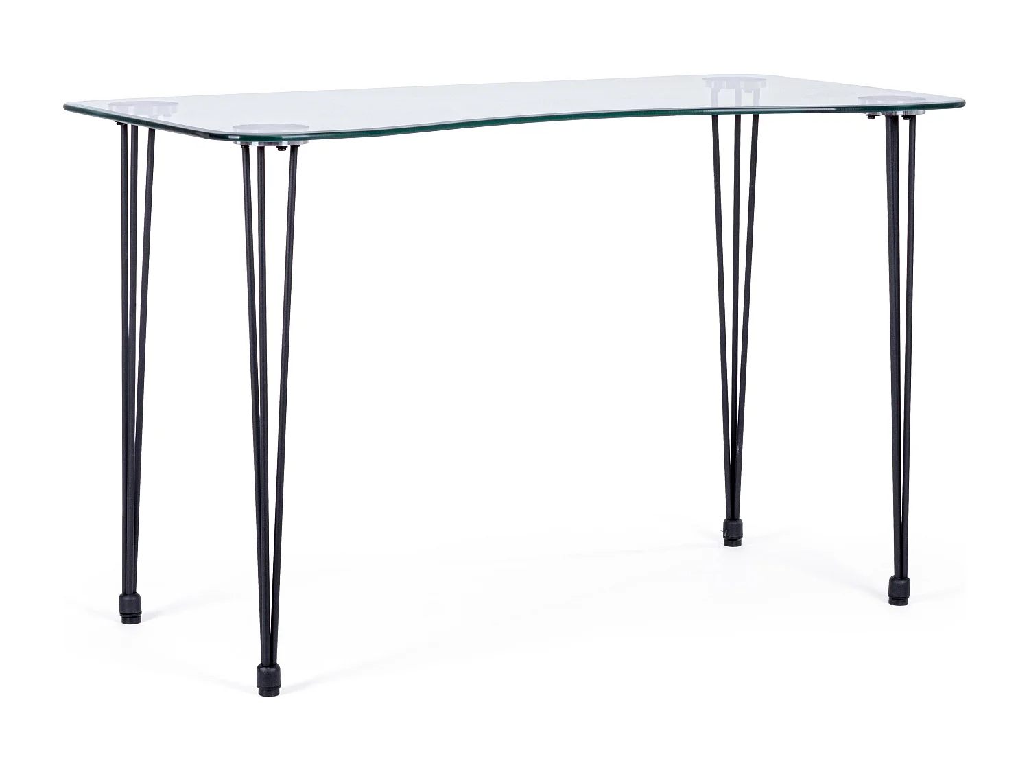 Bureau verre trempé et pieds en acier noir Randy 120cm