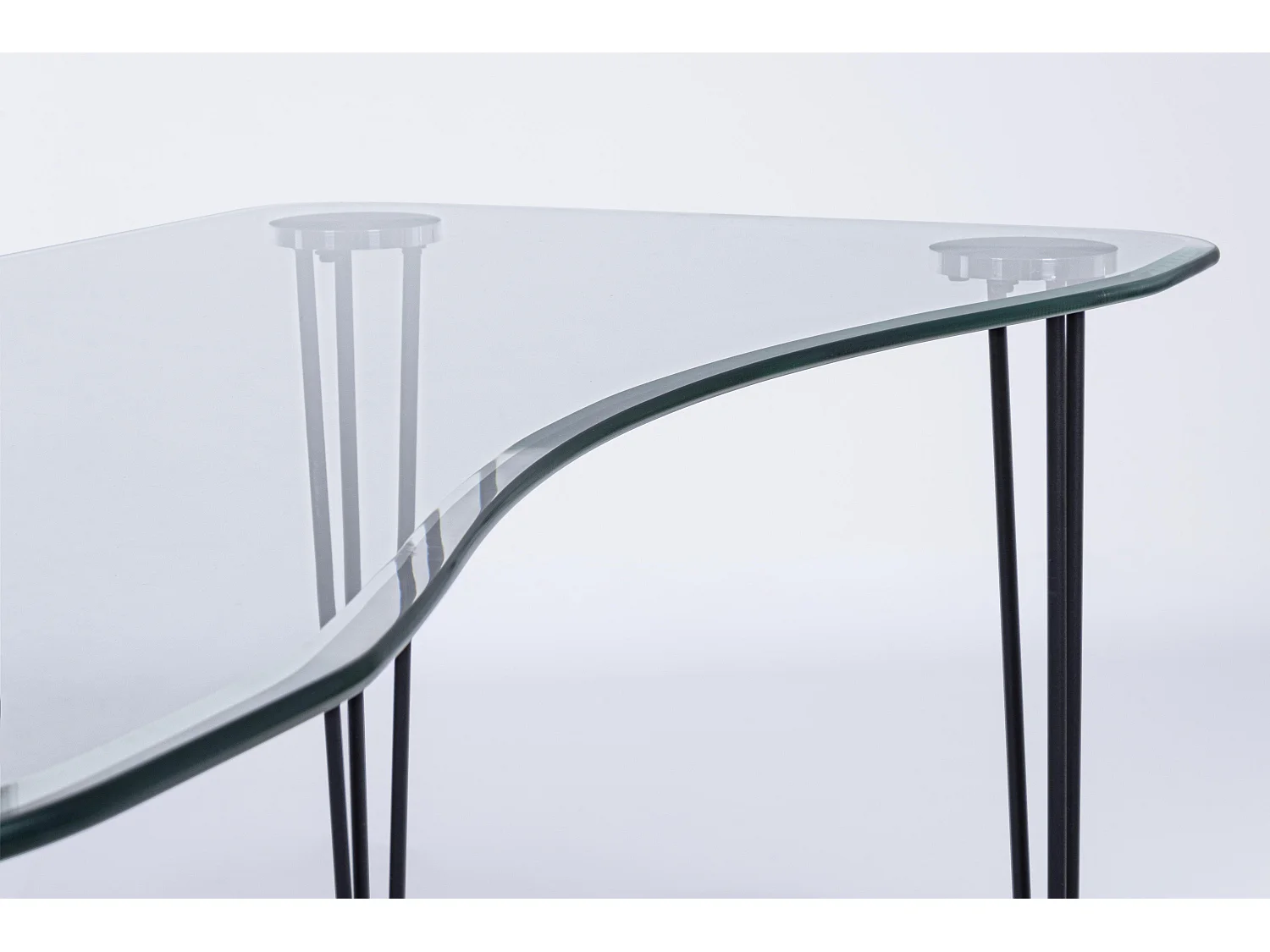 Bureau verre trempé et pieds en acier noir Randy 120cm