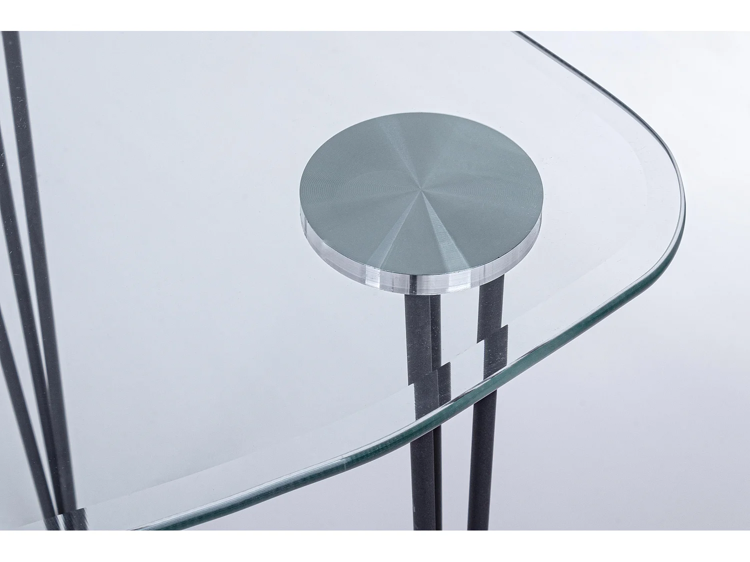 Bureau verre trempé et pieds en acier noir Randy 120cm