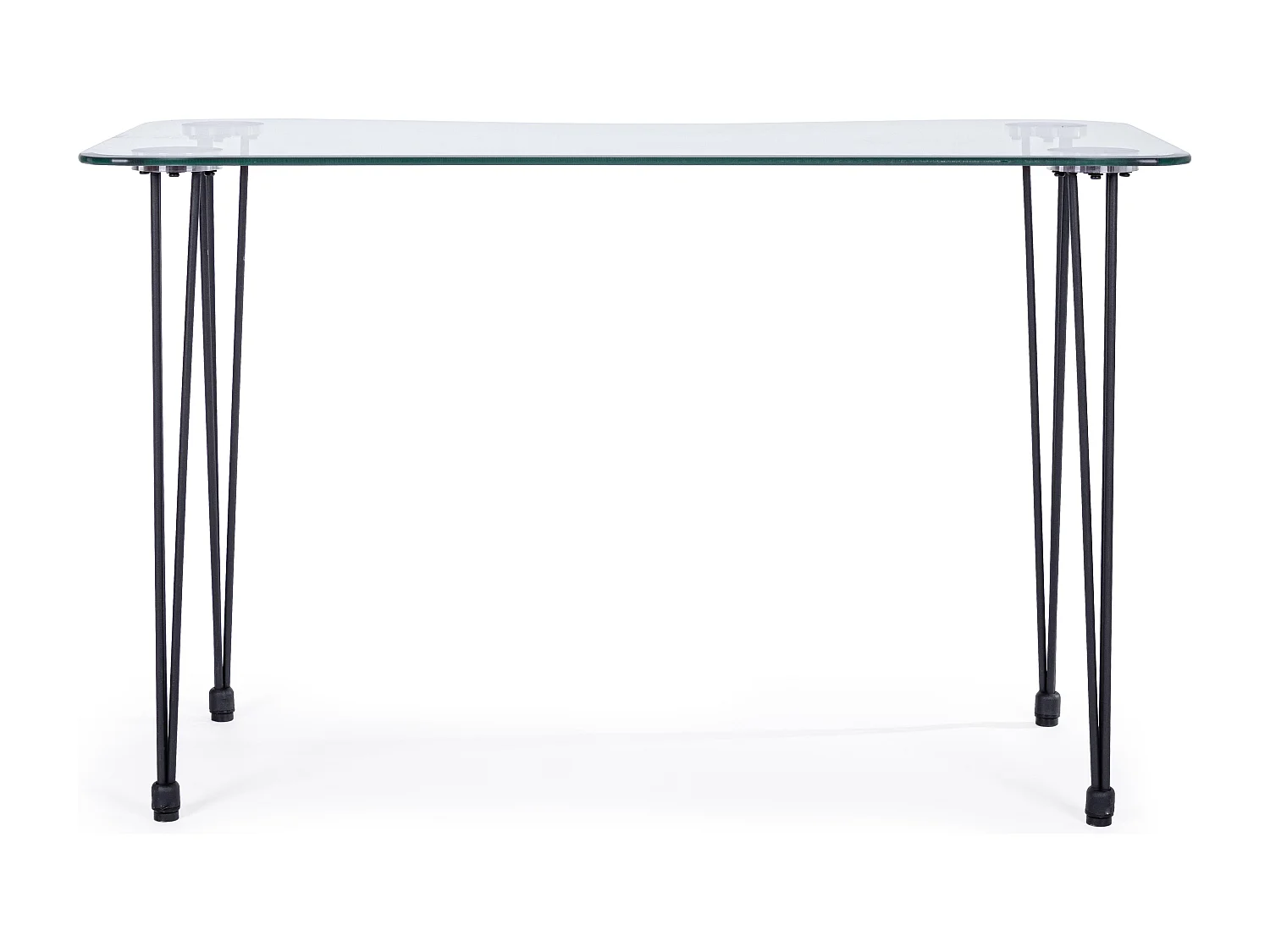 Bureau verre trempé et pieds en acier noir Randy 120cm