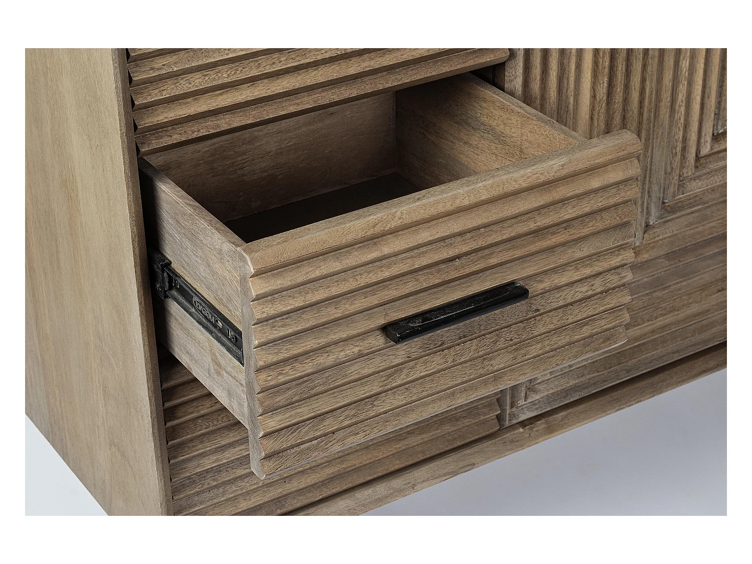 Buffet 2 portes 3 tiroirs en bois massif naturel de manguier Dary 160cm