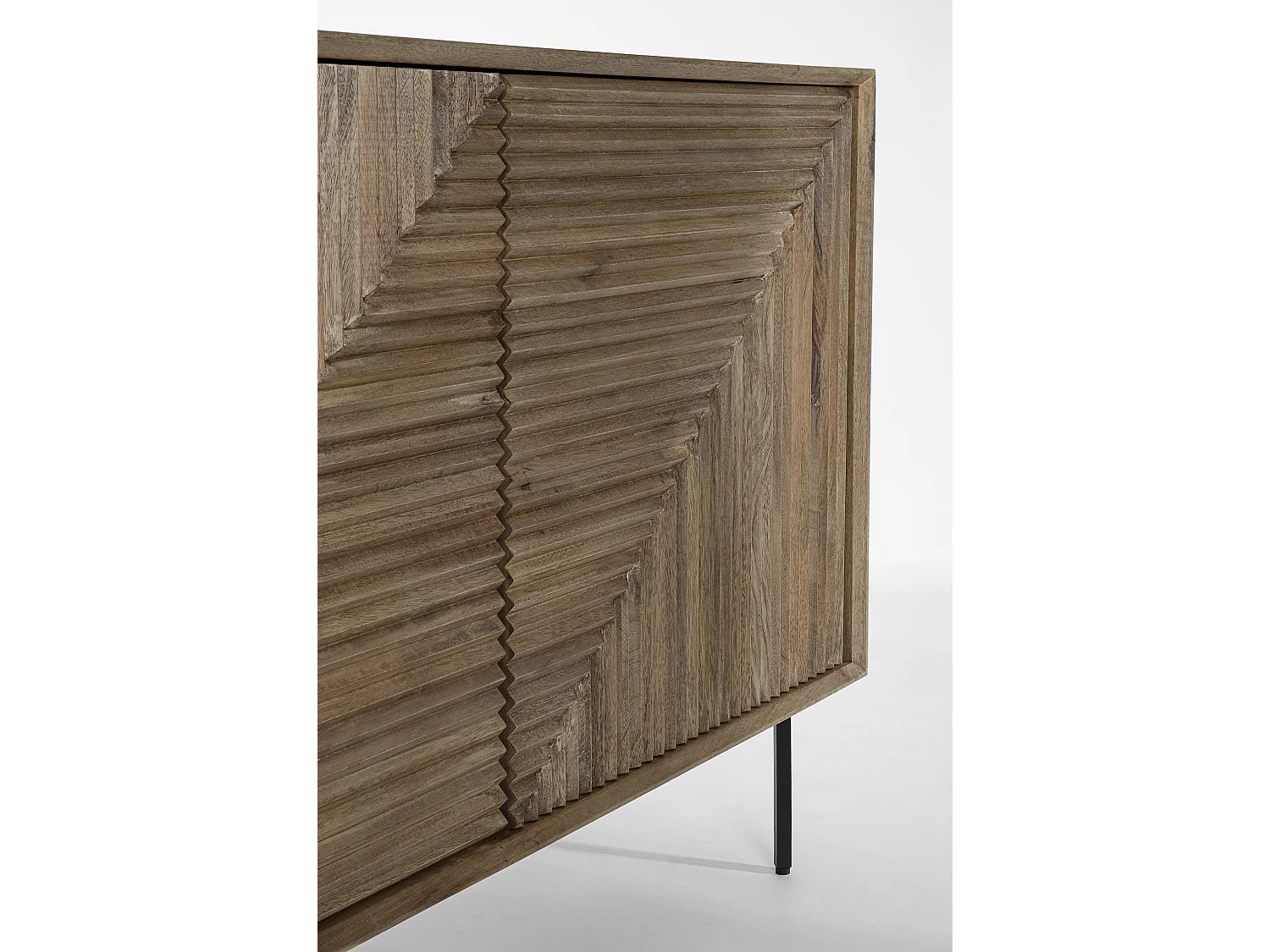 Buffet 2 portes 3 tiroirs en bois massif naturel de manguier Dary 160cm