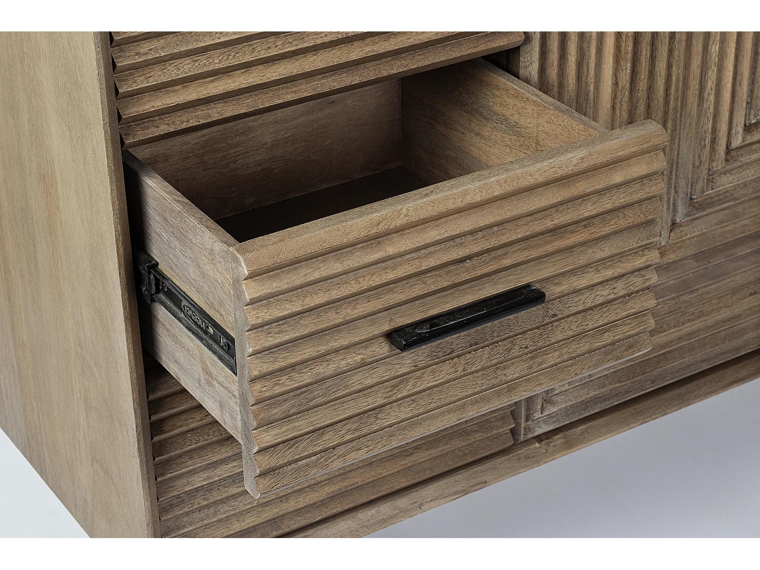 Buffet 2 portes 3 tiroirs en bois massif naturel de manguier Dary 160cm