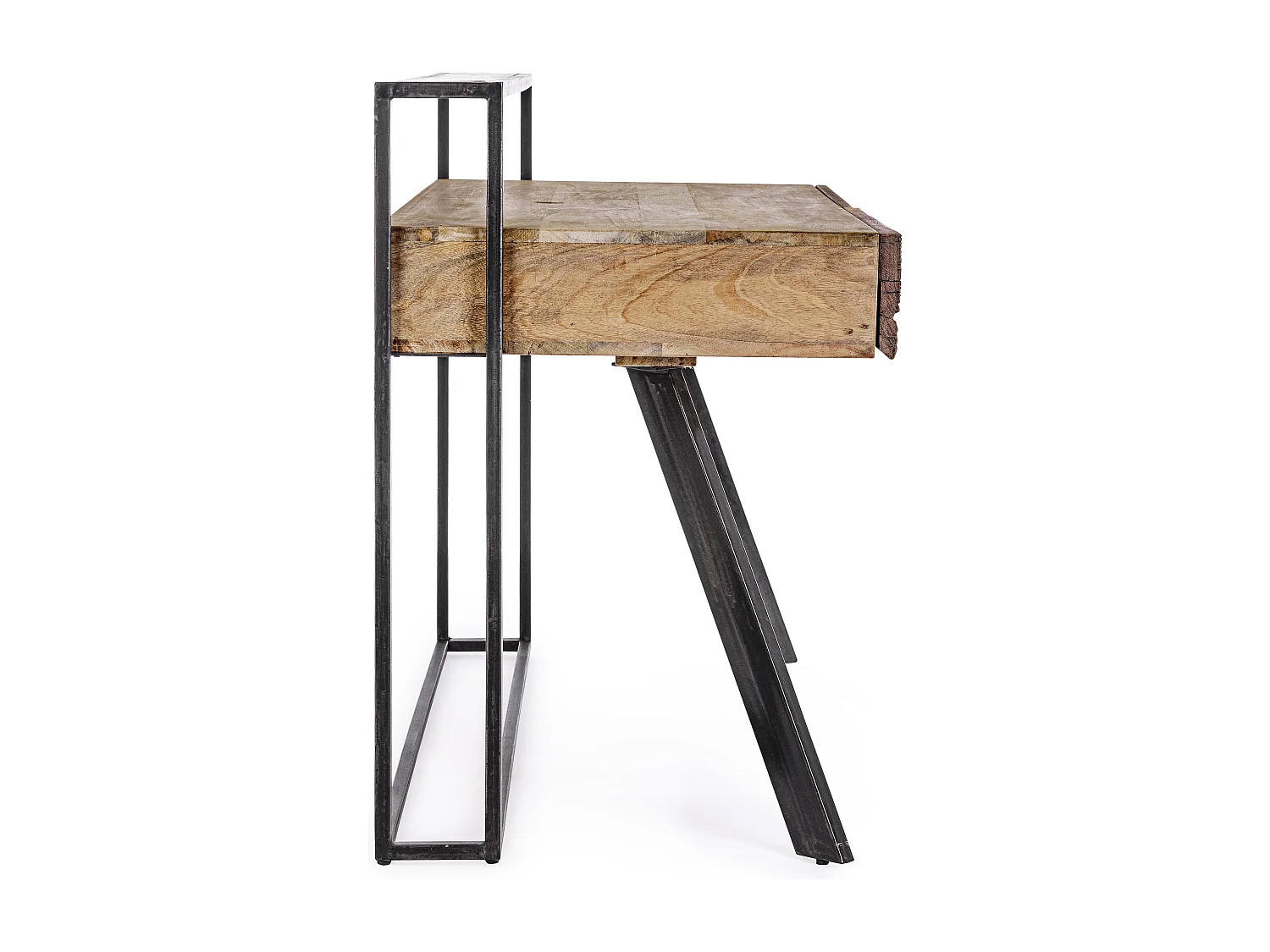 Bureau industriel bois de manguier recyclé et acier noir Kramer 120cm