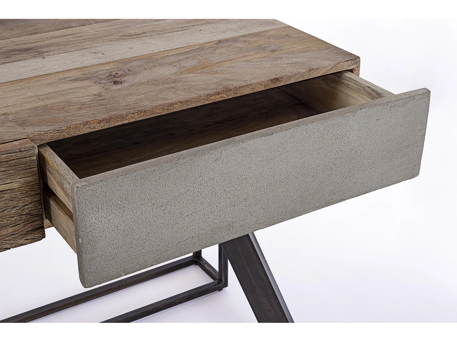 Bureau industriel bois de manguier recyclé et acier noir Kramer 120cm