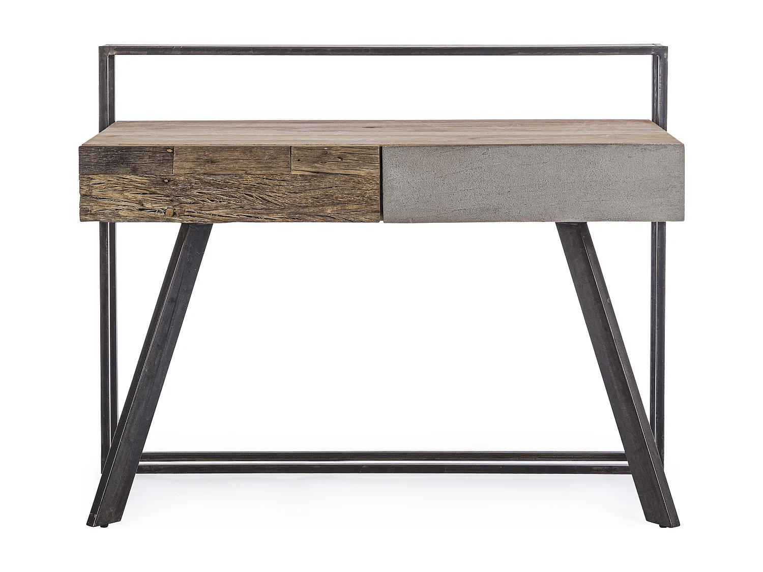 Bureau industriel bois de manguier recyclé et acier noir Kramer 120cm