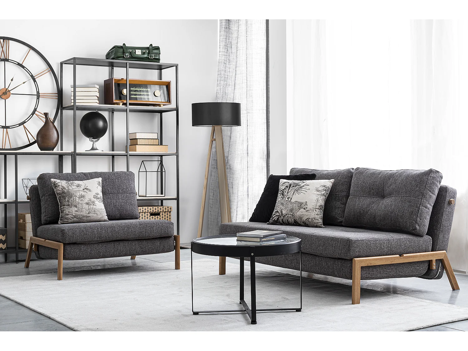 Fauteuil convertible tissu KOREN - Design nordique