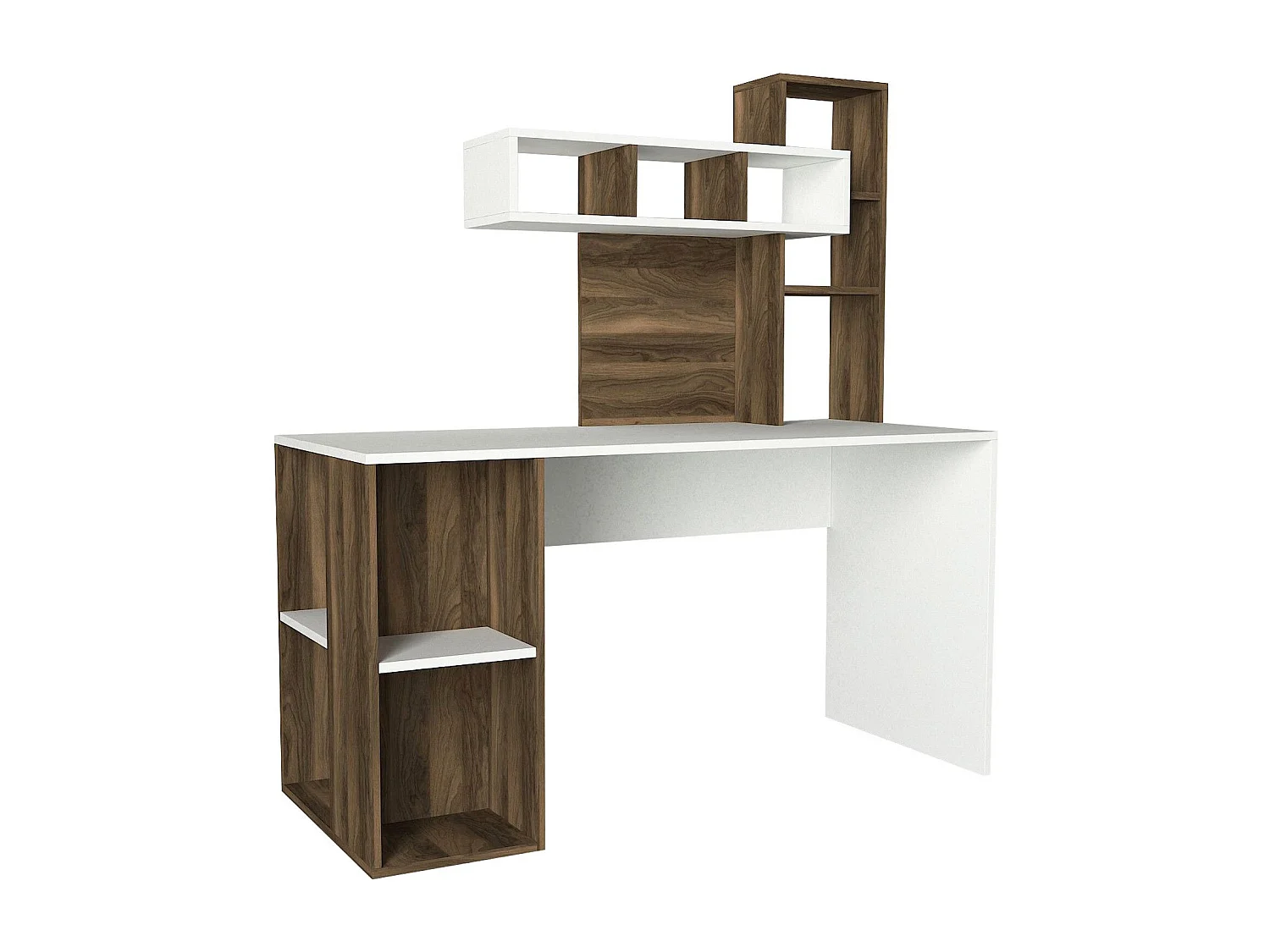 Mesa de oficina Kailua 296, 75x140x60cm, Nuez|Blanco