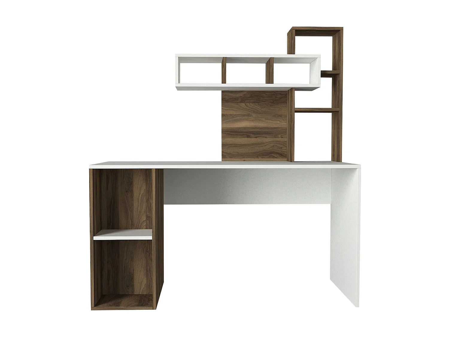 Mesa de oficina Kailua 296, 75x140x60cm, Nuez|Blanco