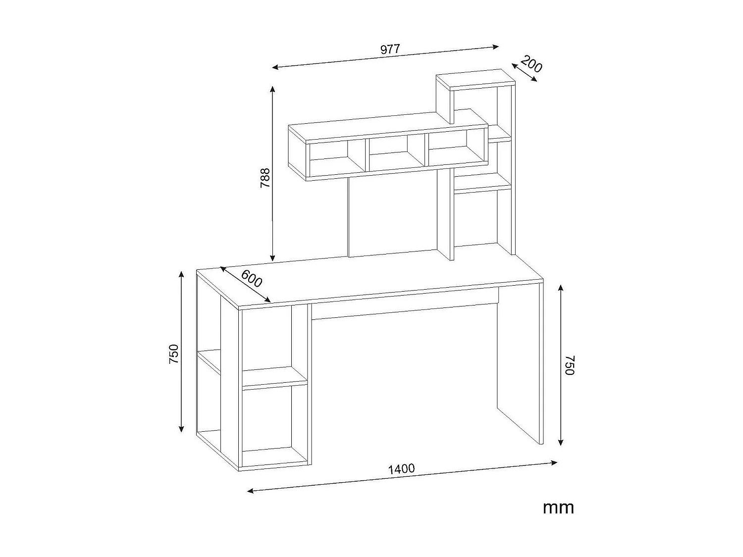 Mesa de oficina Kailua 296, 75x140x60cm, Nuez|Blanco
