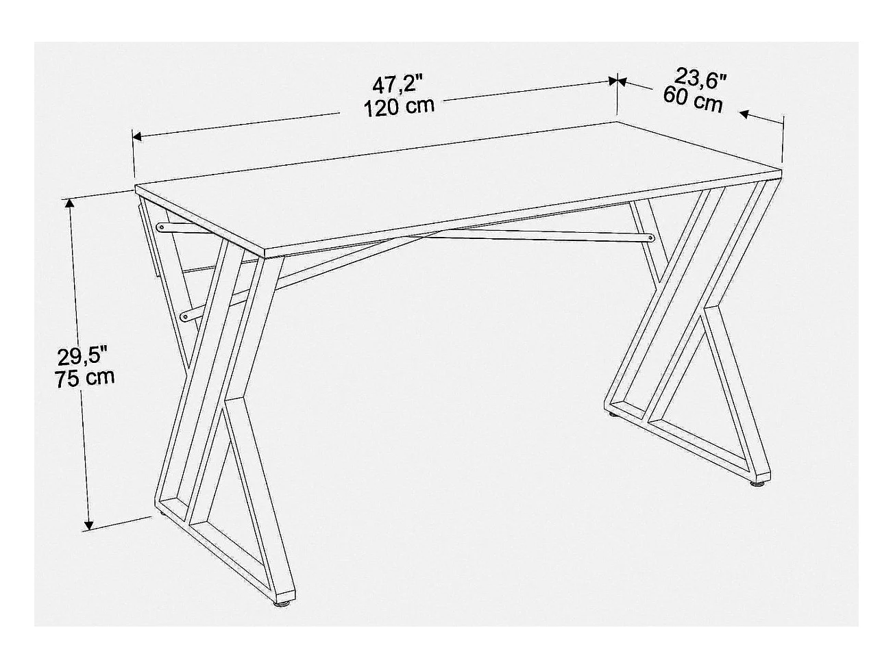 Bureau style industriel Powa 120cm Or et Blanc Effet marbre
