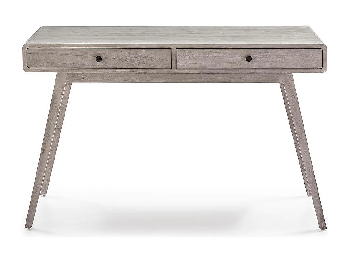 Bureau 2 tiroirs bois massif peint gris voilé Revi