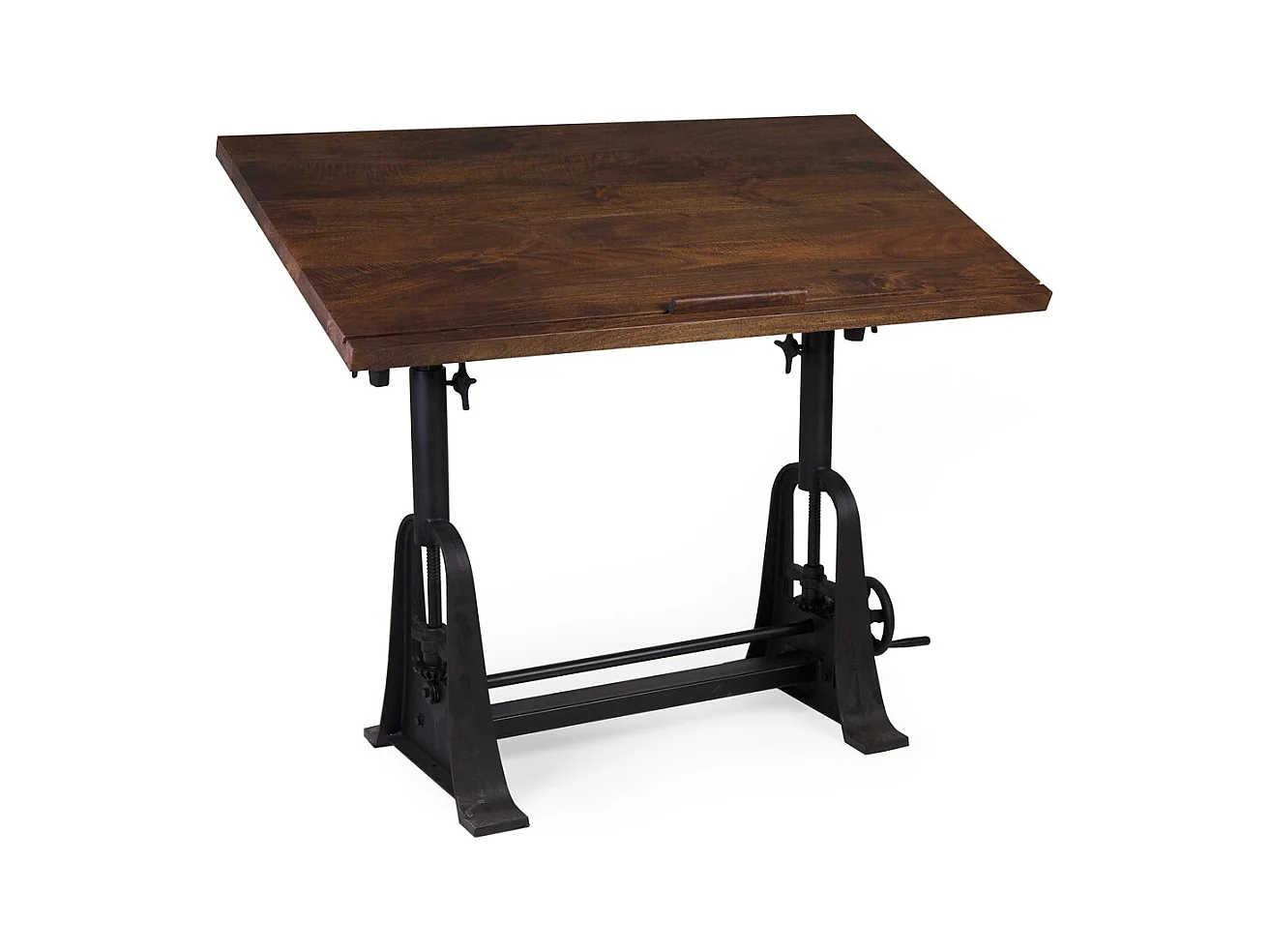 Bureau inclinable industriel fer noir et bois de manguier marron Kouba 80cm