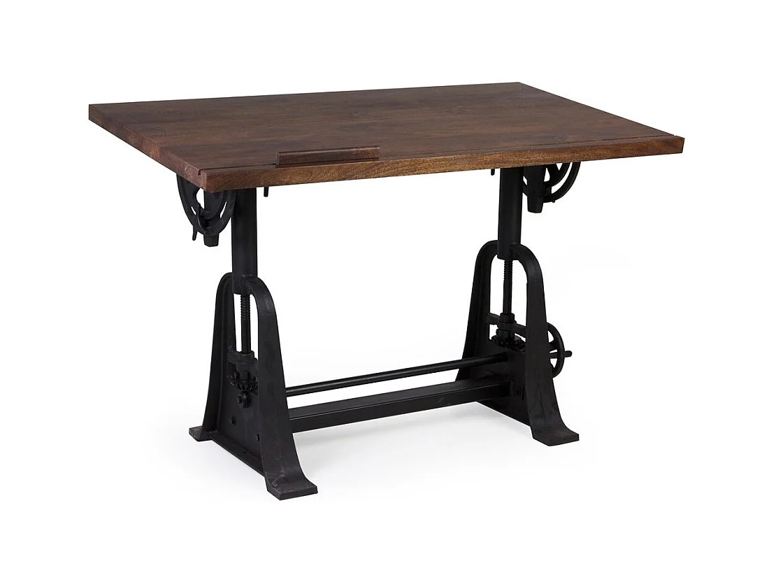 Bureau inclinable industriel fer noir et bois de manguier marron Kouba 80cm