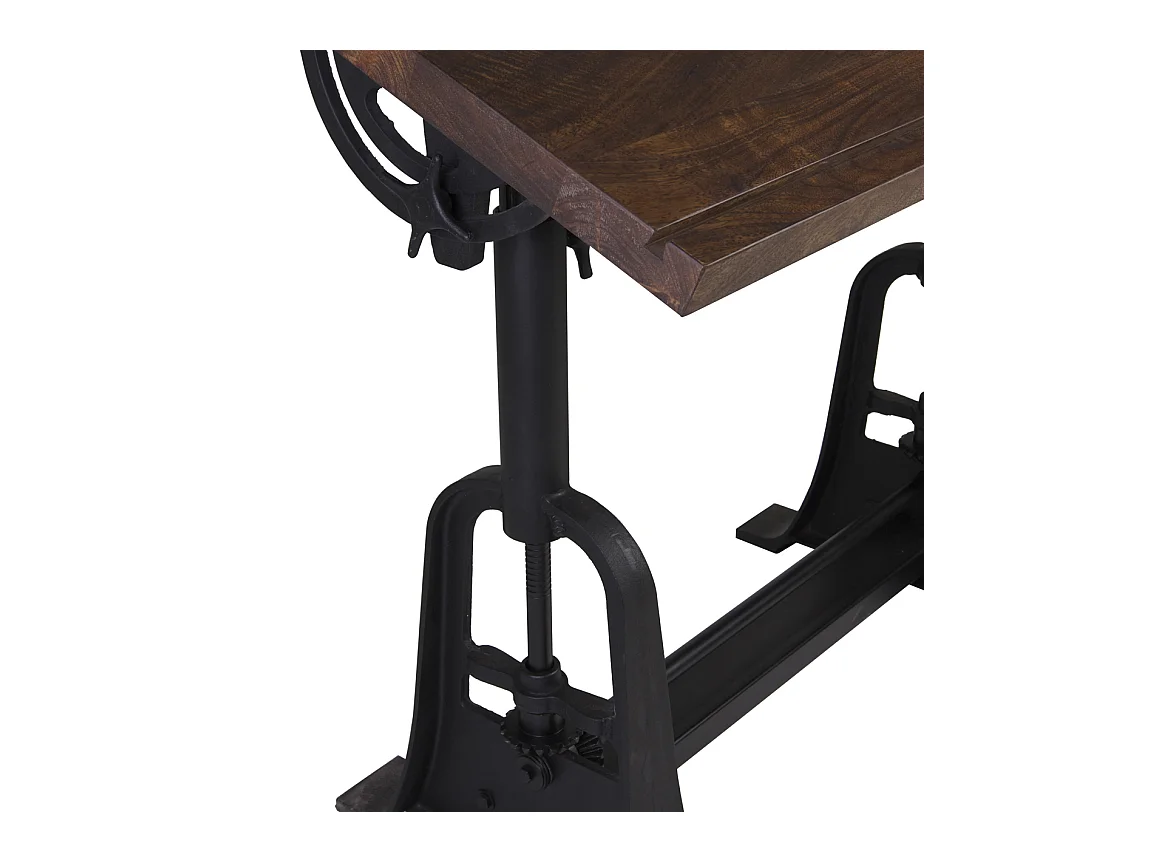 Bureau inclinable industriel fer noir et bois de manguier marron Kouba 80cm