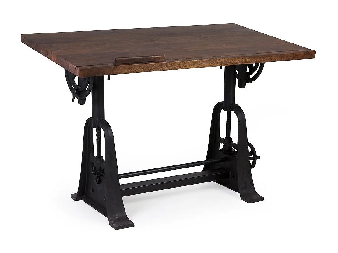 Bureau inclinable industriel fer noir et bois de manguier marron Kouba 80cm