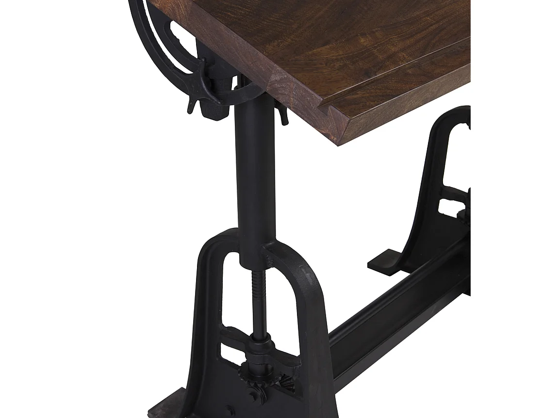 Bureau inclinable industriel fer noir et bois de manguier marron Kouba 80cm