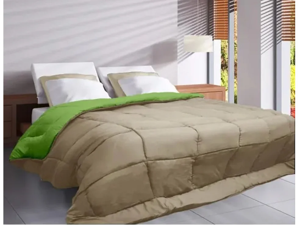 Couette chaude en microfibre anis & nude 400g-m² Calgary-Taille 220x240 cm