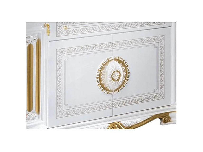 Buffet 4 portes 1 tiroir bois laqué vernis laqué brillant et doré Lesly 168cm