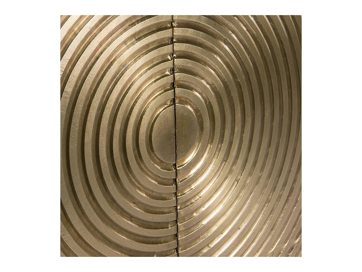 Bahut 2 portes bois foncé et doré pieds métal noir