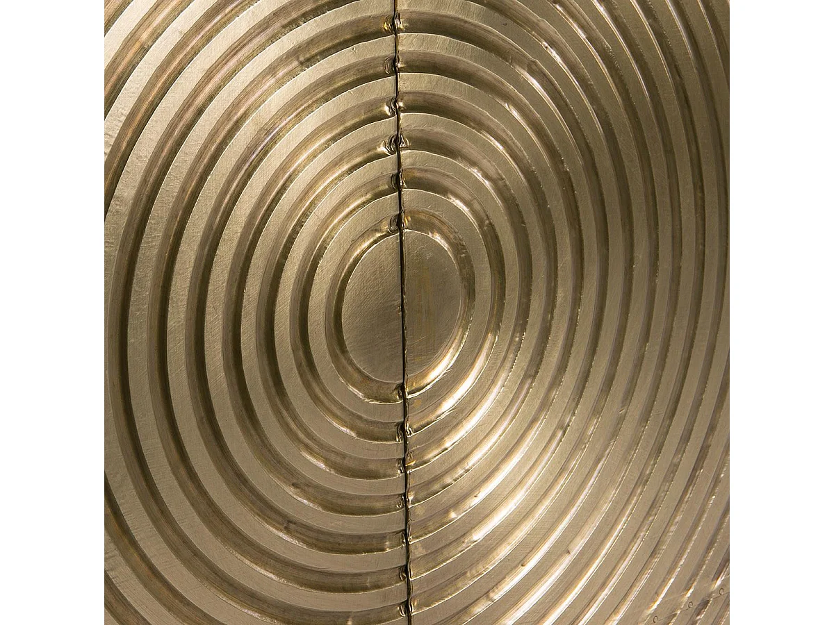 Bahut 2 portes bois foncé et doré pieds métal noir