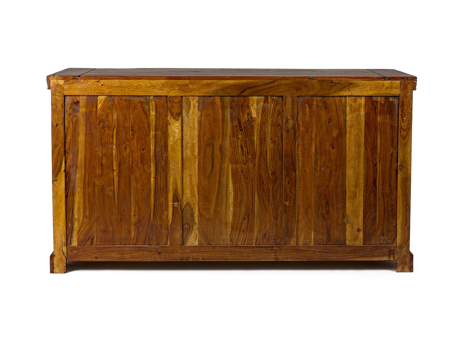 Buffet en bois d'acacia massif finition rustique marron 3 portes 3 tiroirs Kastela 160cm