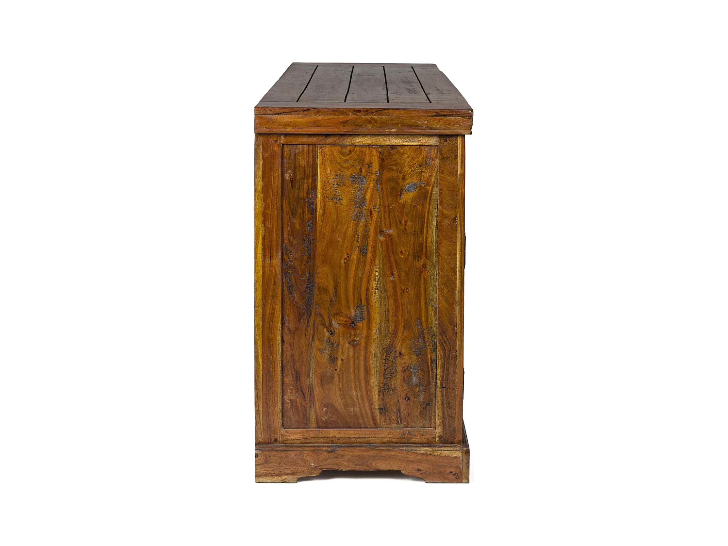 Buffet en bois d'acacia massif finition rustique marron 3 portes 3 tiroirs Kastela 160cm