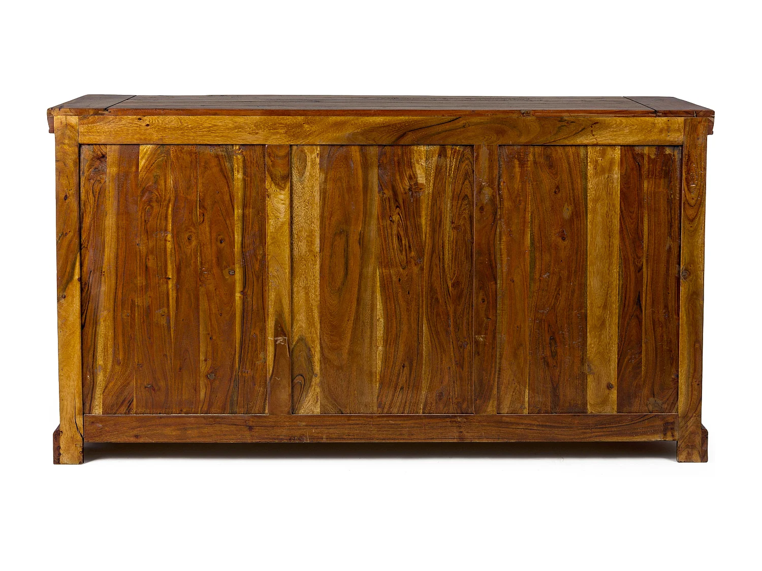 Buffet en bois d'acacia massif finition rustique marron 3 portes 3 tiroirs Kastela 160cm
