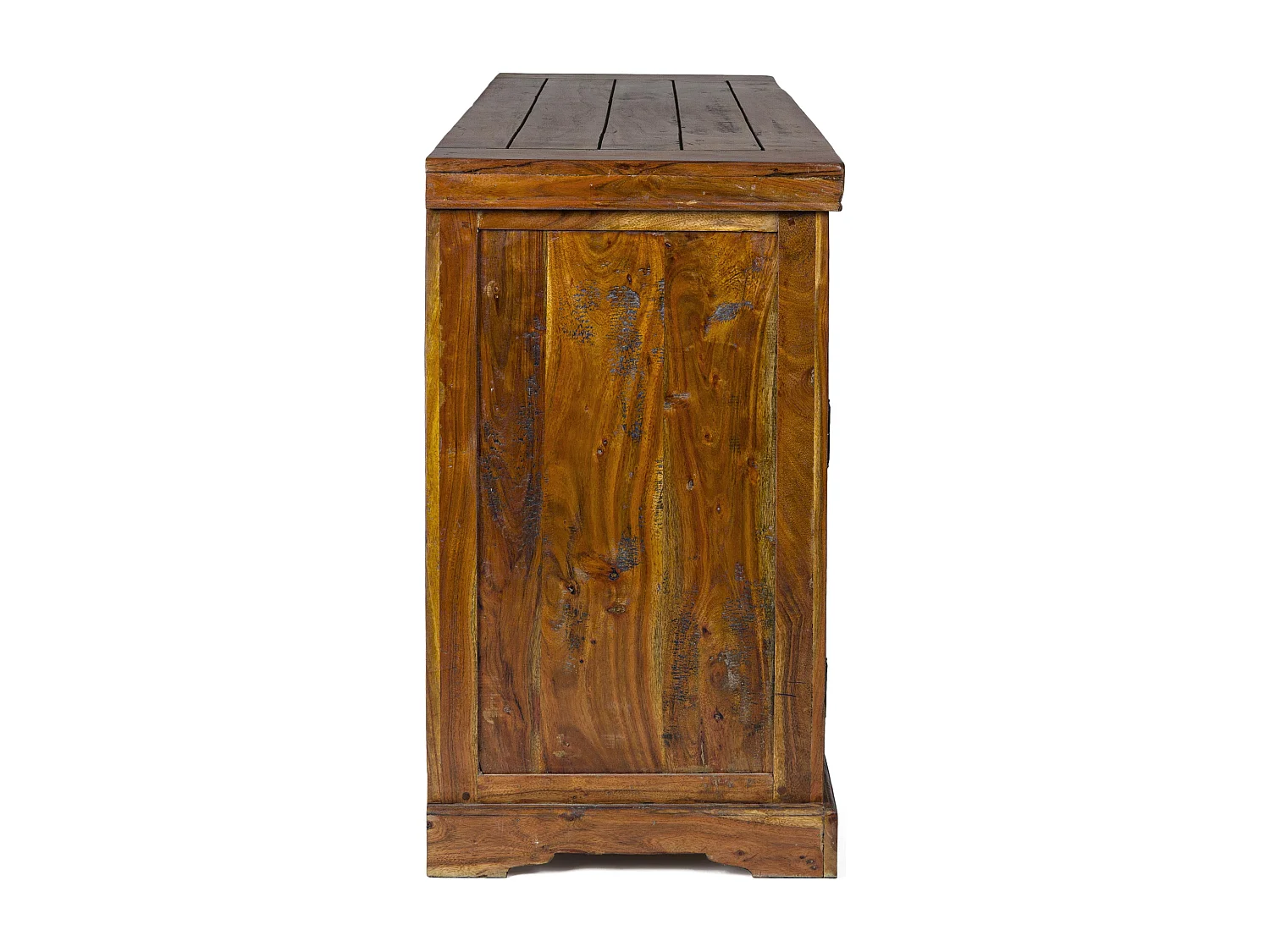 Buffet en bois d'acacia massif finition rustique marron 3 portes 3 tiroirs Kastela 160cm