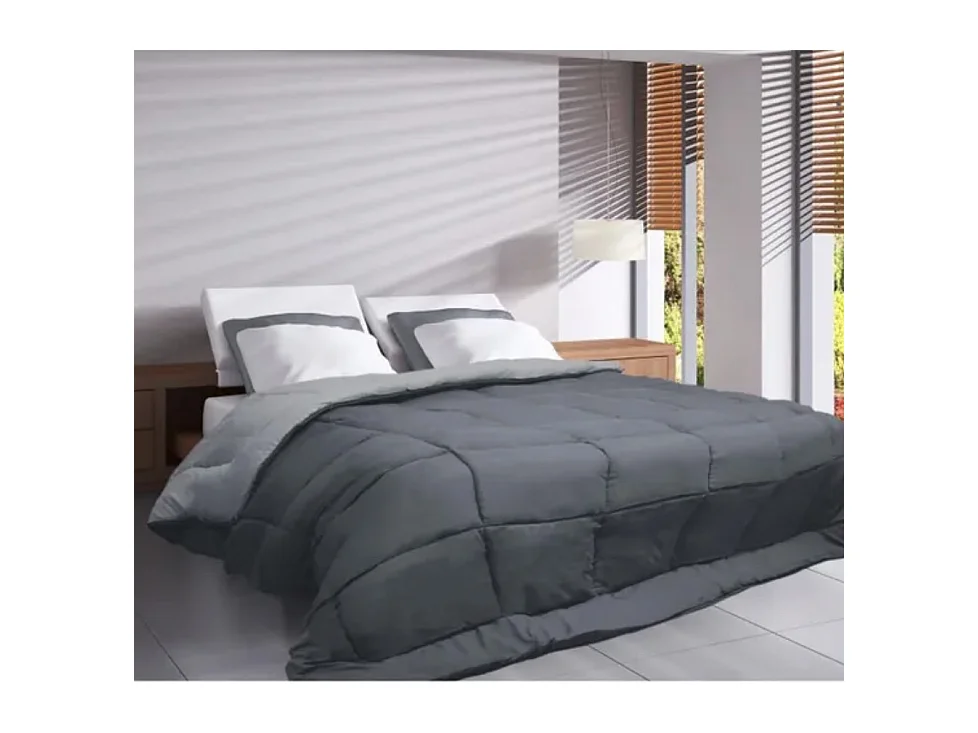Couette chaude en microfibre acier & argent 400g-m² Calgary-Taille 200x200 cm