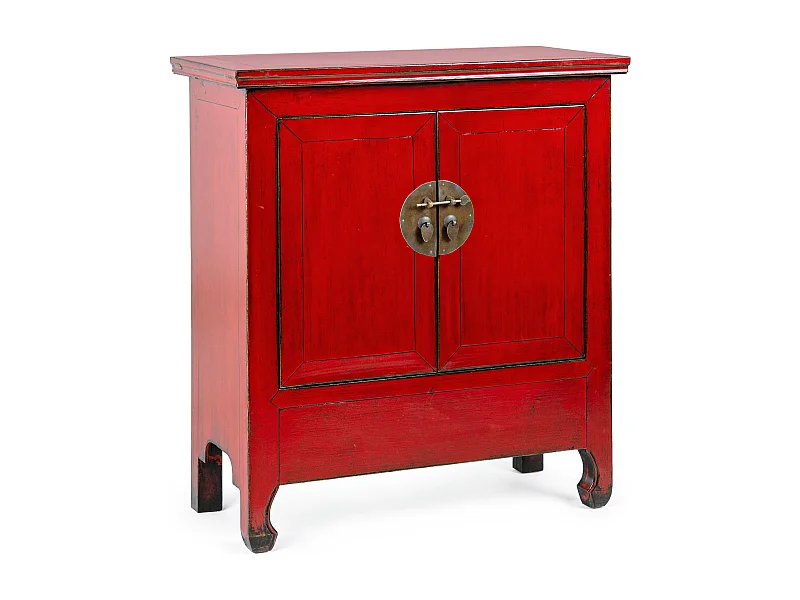 Aparador de madera de olmo reciclado rojo 2 puertas Gia L 89 cm