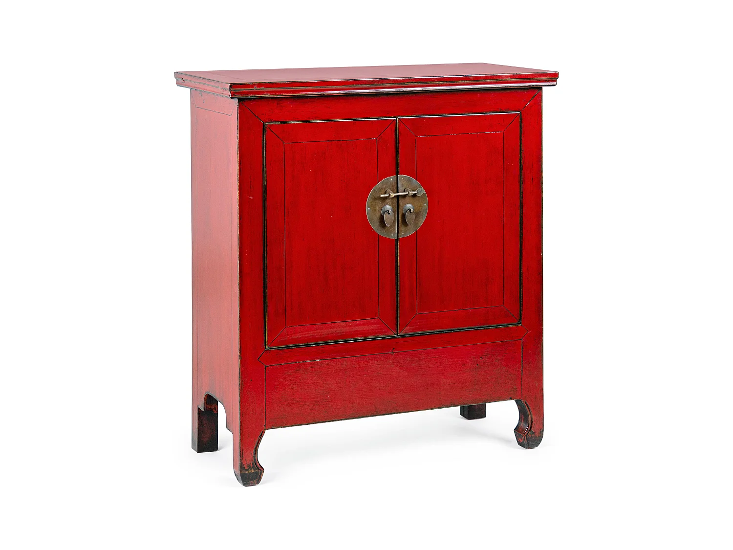 Aparador de madera de olmo reciclado rojo 2 puertas Gia L 89 cm