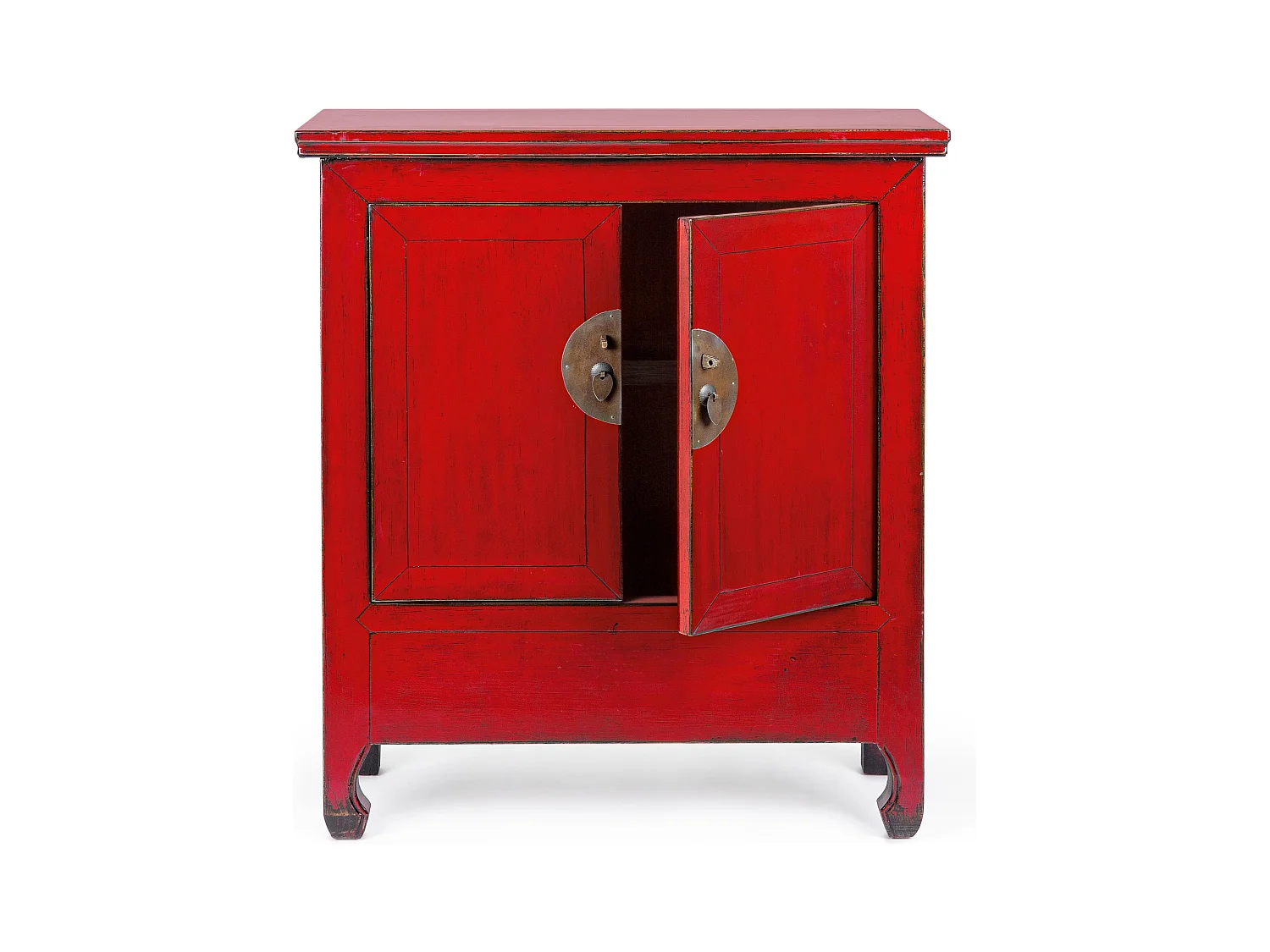 Aparador de madera de olmo reciclado rojo 2 puertas Gia L 89 cm