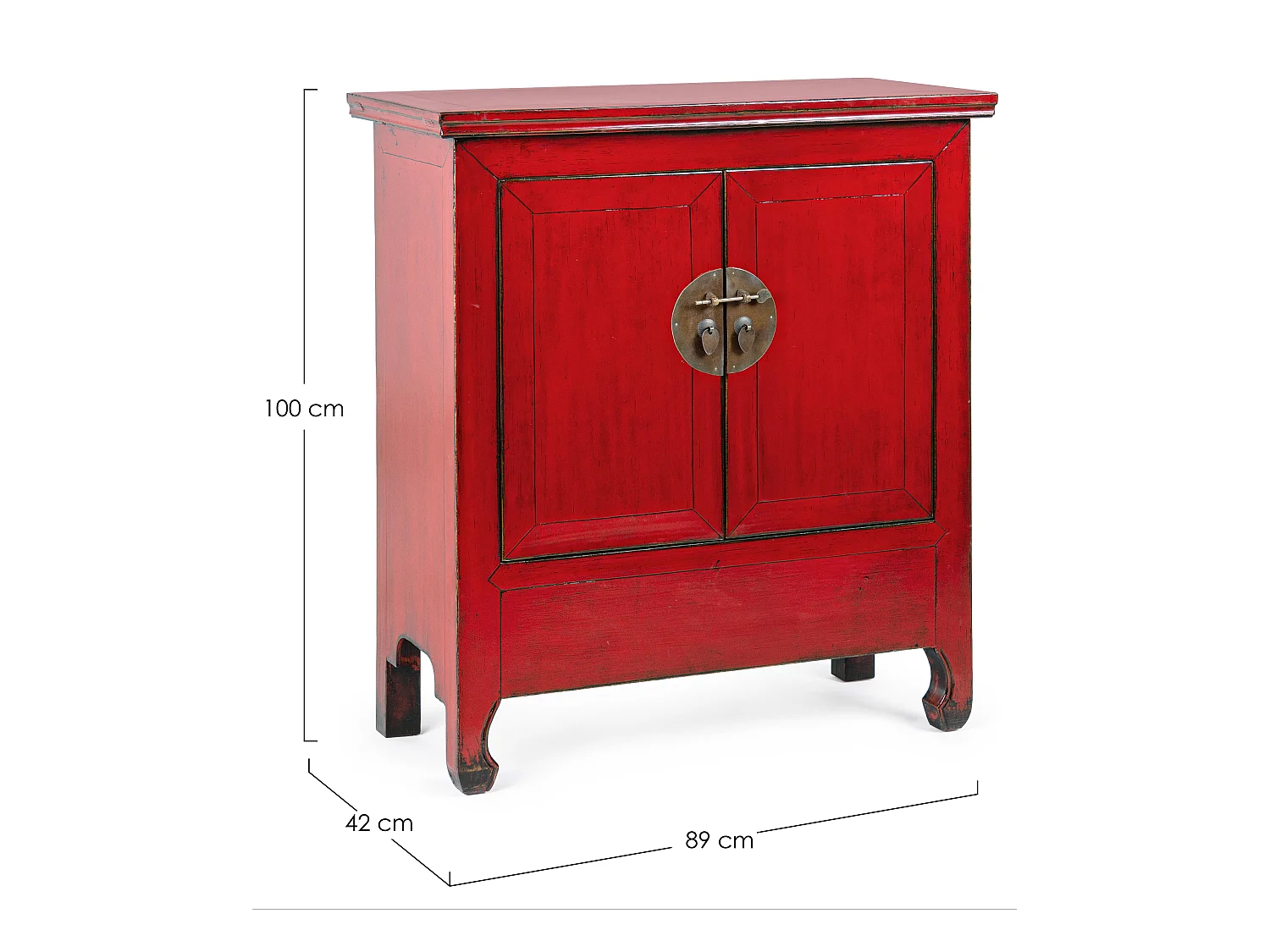 Aparador de madera de olmo reciclado rojo 2 puertas Gia L 89 cm