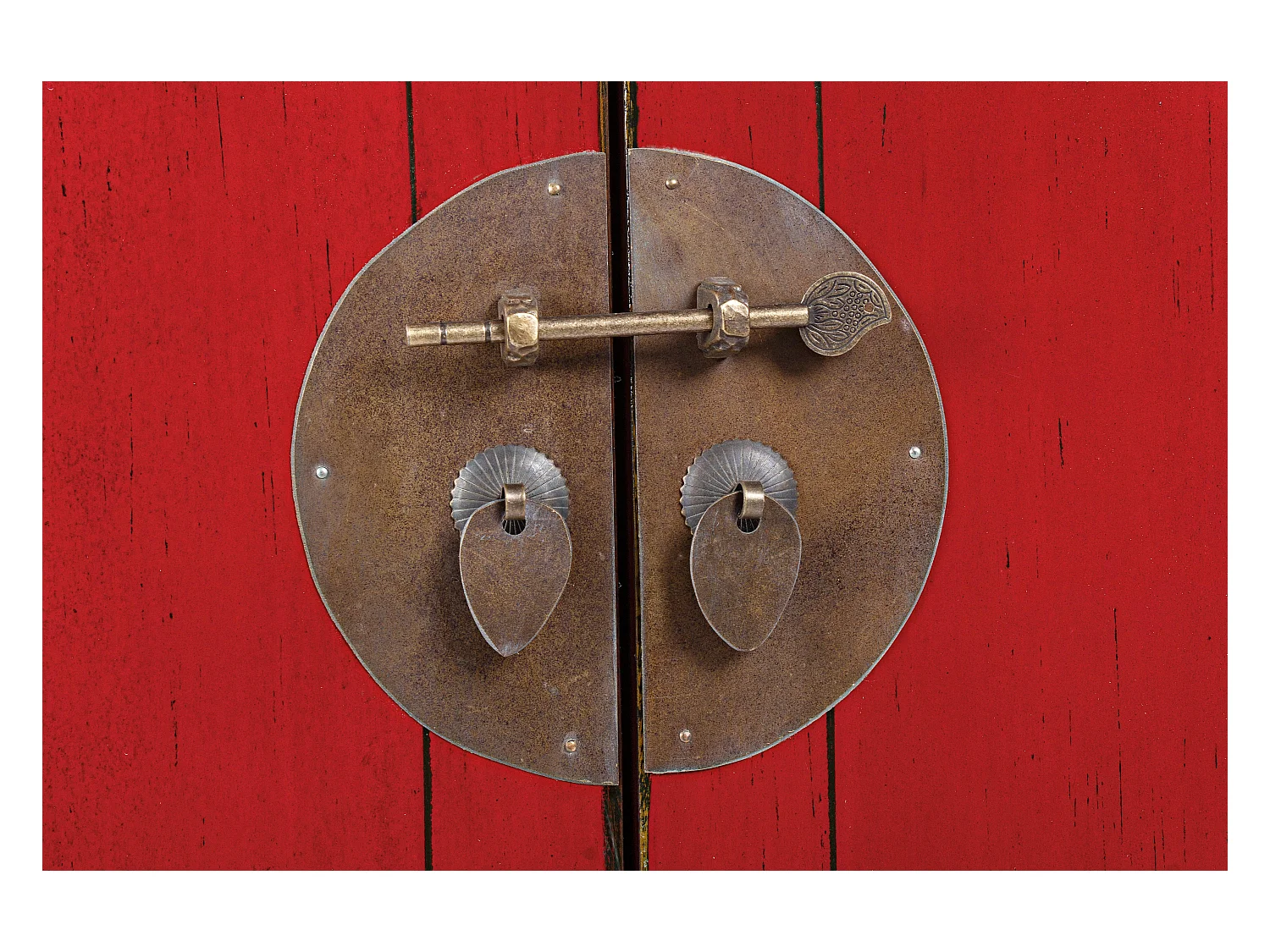 Aparador de madera de olmo reciclado rojo 2 puertas Gia L 89 cm