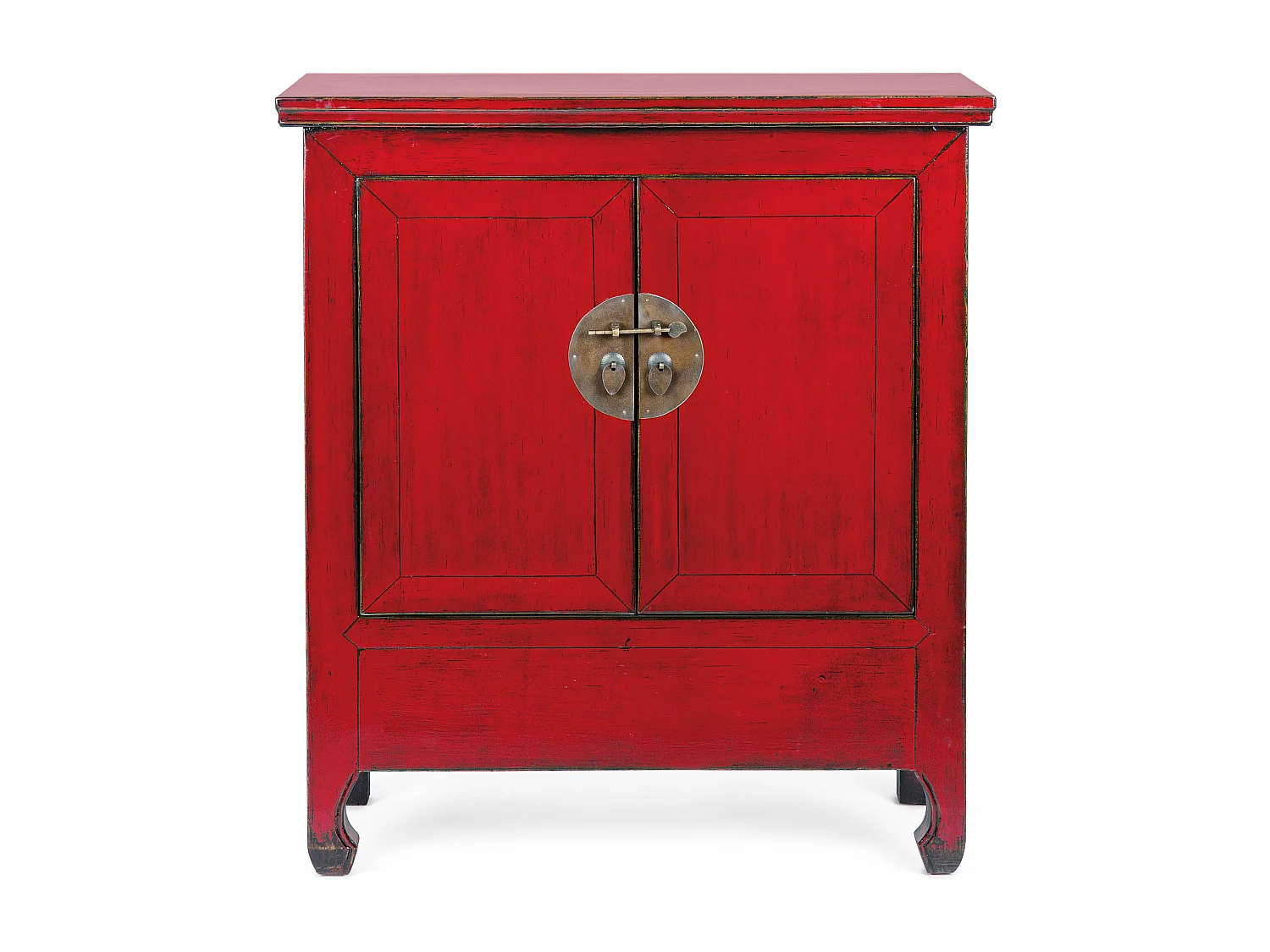 Aparador de madera de olmo reciclado rojo 2 puertas Gia L 89 cm