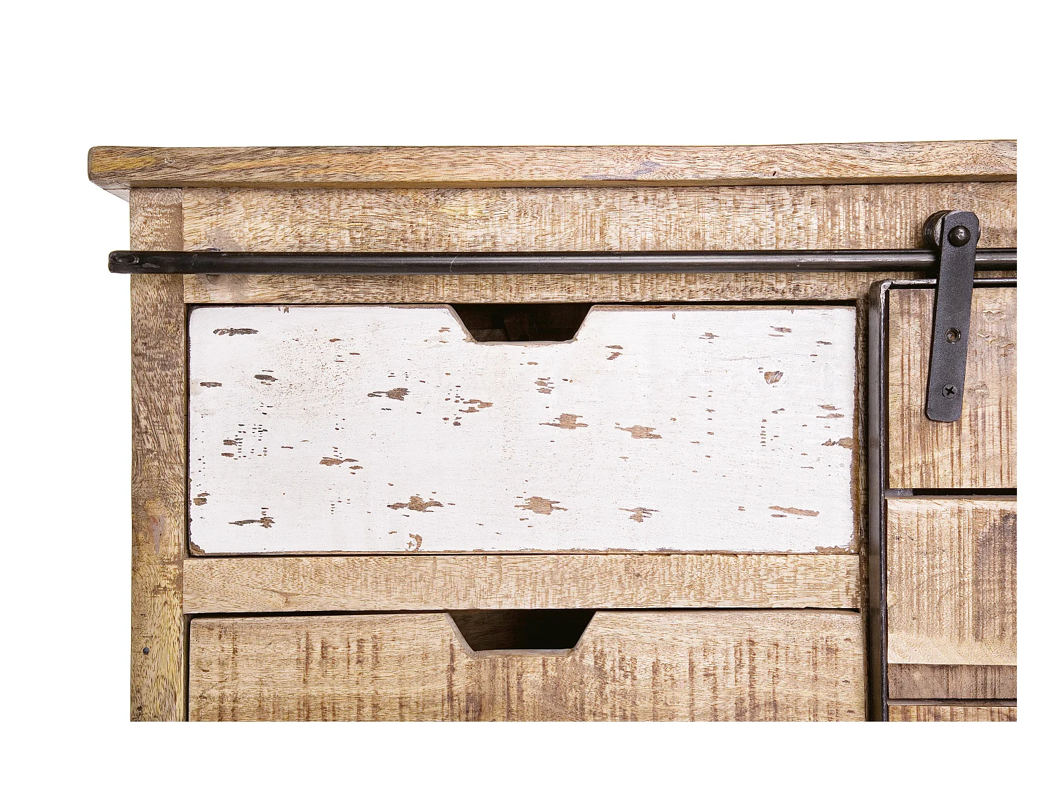 Bahut en bois de manguier 4 tiroirs 1 porte Ely L 90cm