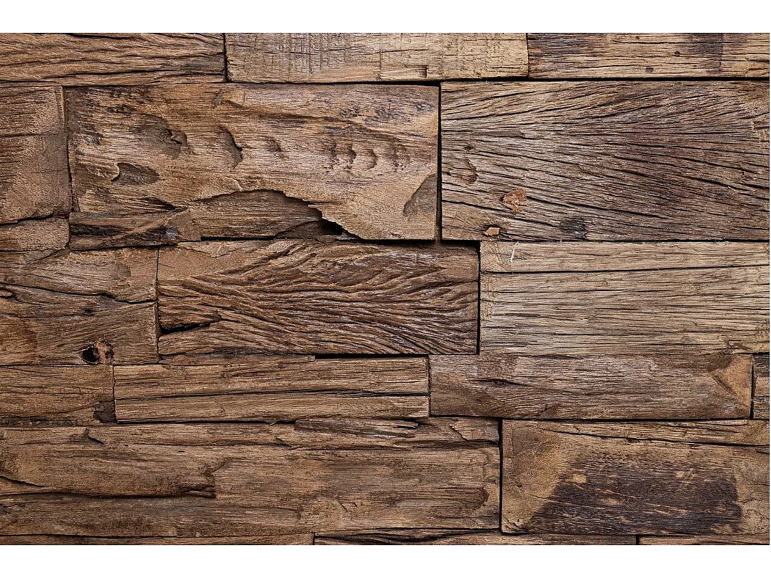 Buffet 2 portes 3 tiroirs en bois massif recyclé sur pieds acier chromé Stany 160cm