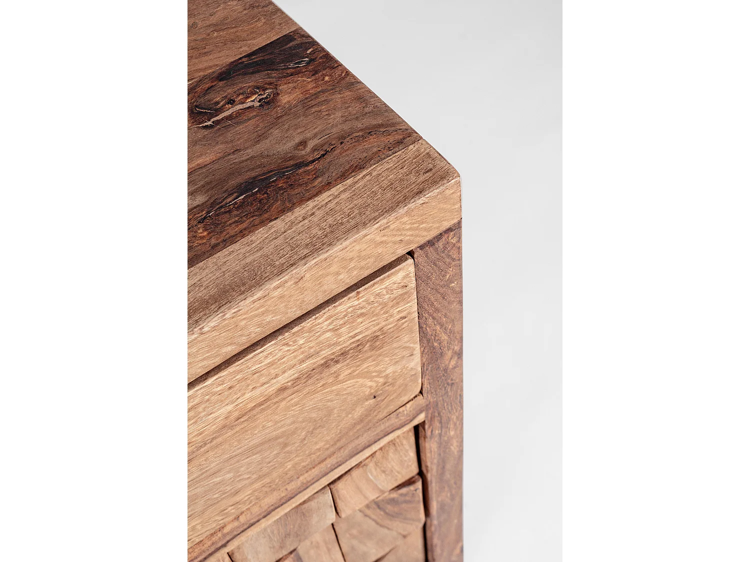 Buffet 3 portes 3 tiroirs en bois de sheesham naturel Kany 132cm