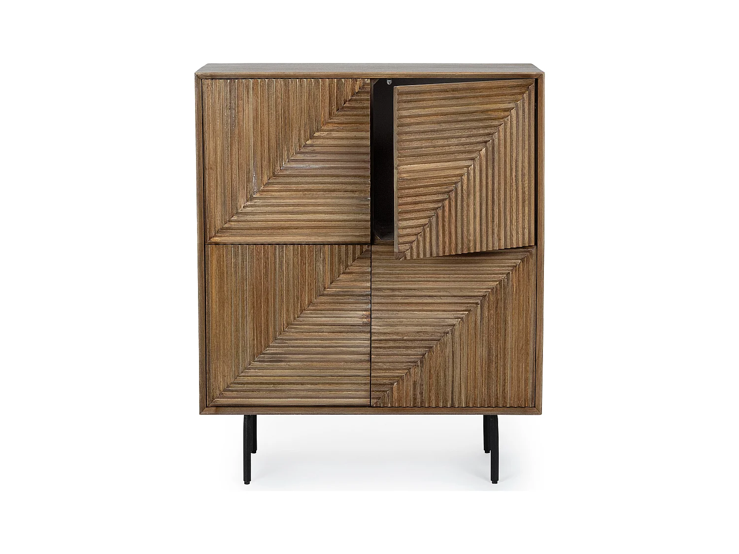 Bahut 4 portes en bois massif naturel de manguier Dary 92cm