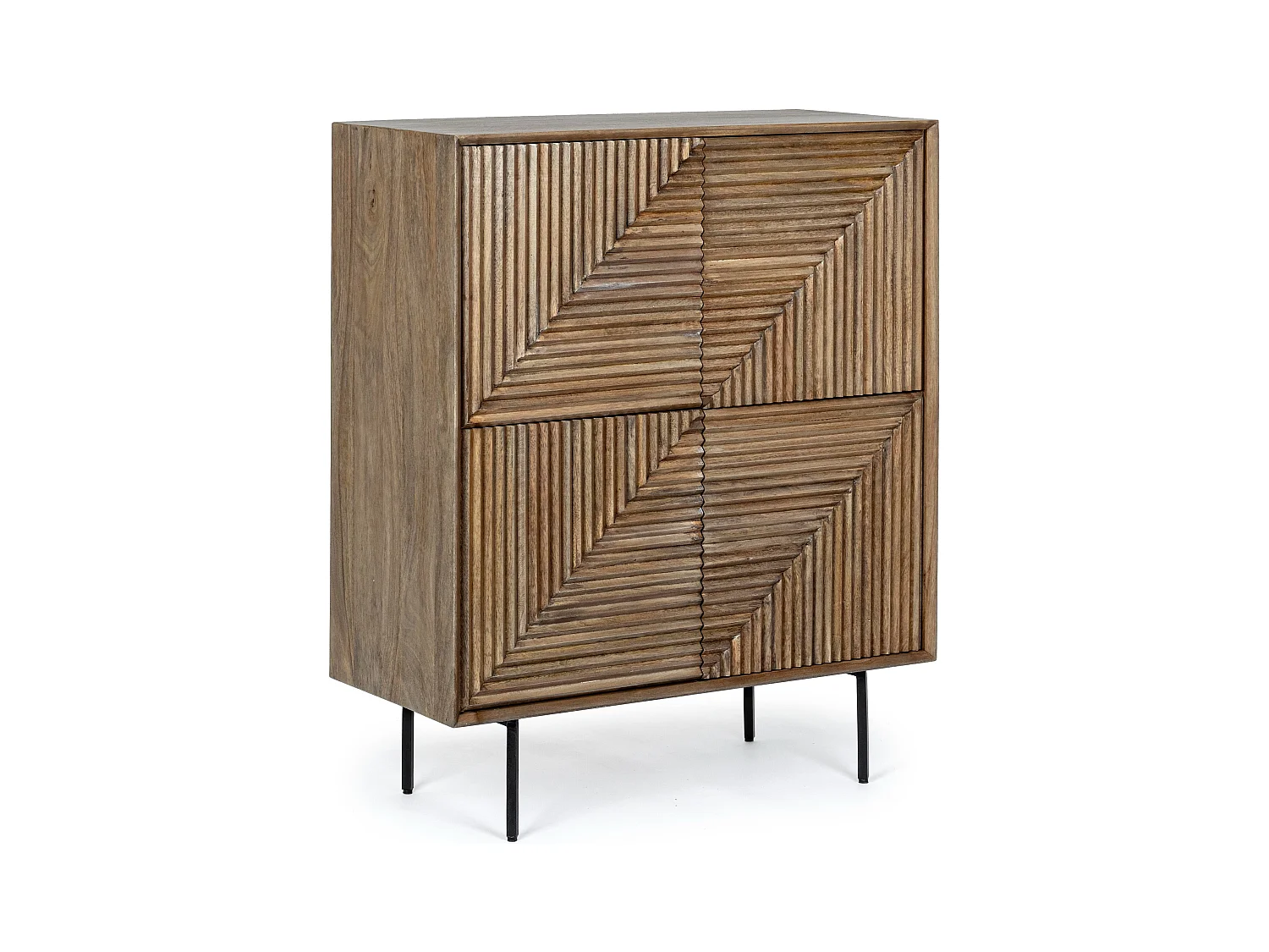 Bahut 4 portes en bois massif naturel de manguier Dary 92cm