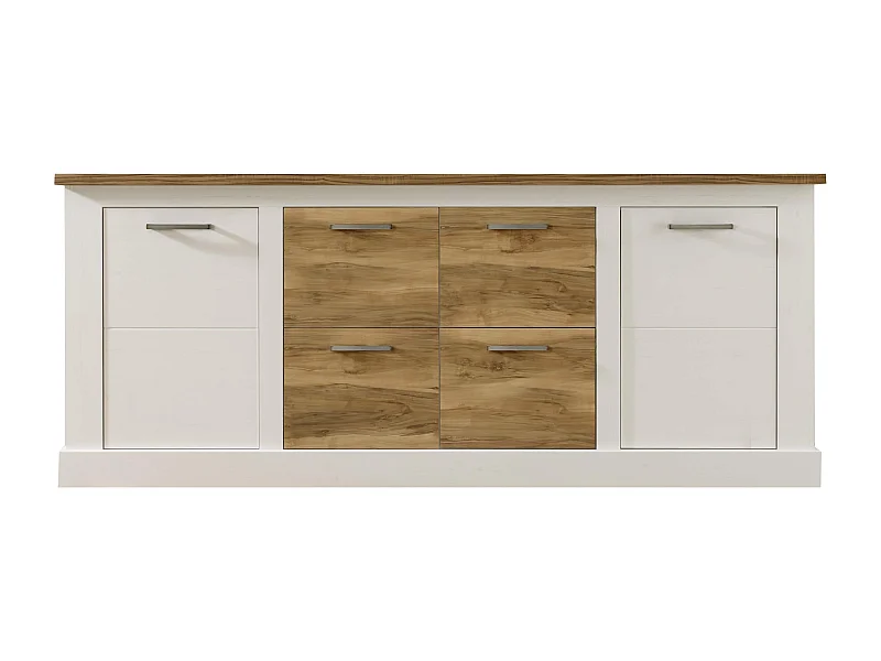 Aparador estilo country pino blanco y nogal satinado Kampa 207 cm