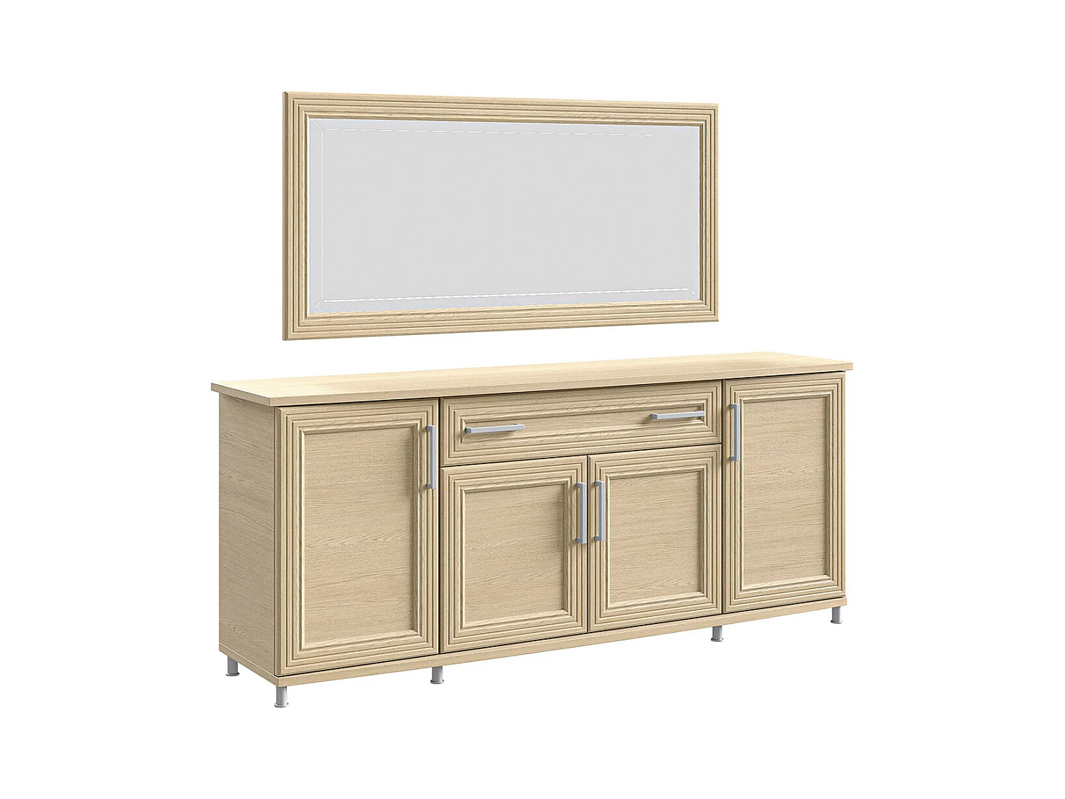 Buffet moderne 4 portes 1 tiroir chêne clair Italino 206cm