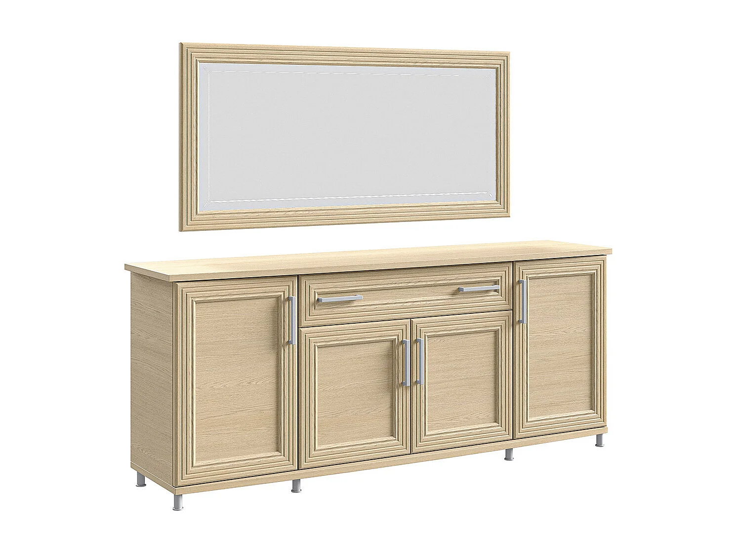 Buffet moderne 4 portes 1 tiroir chêne clair Italino 206cm