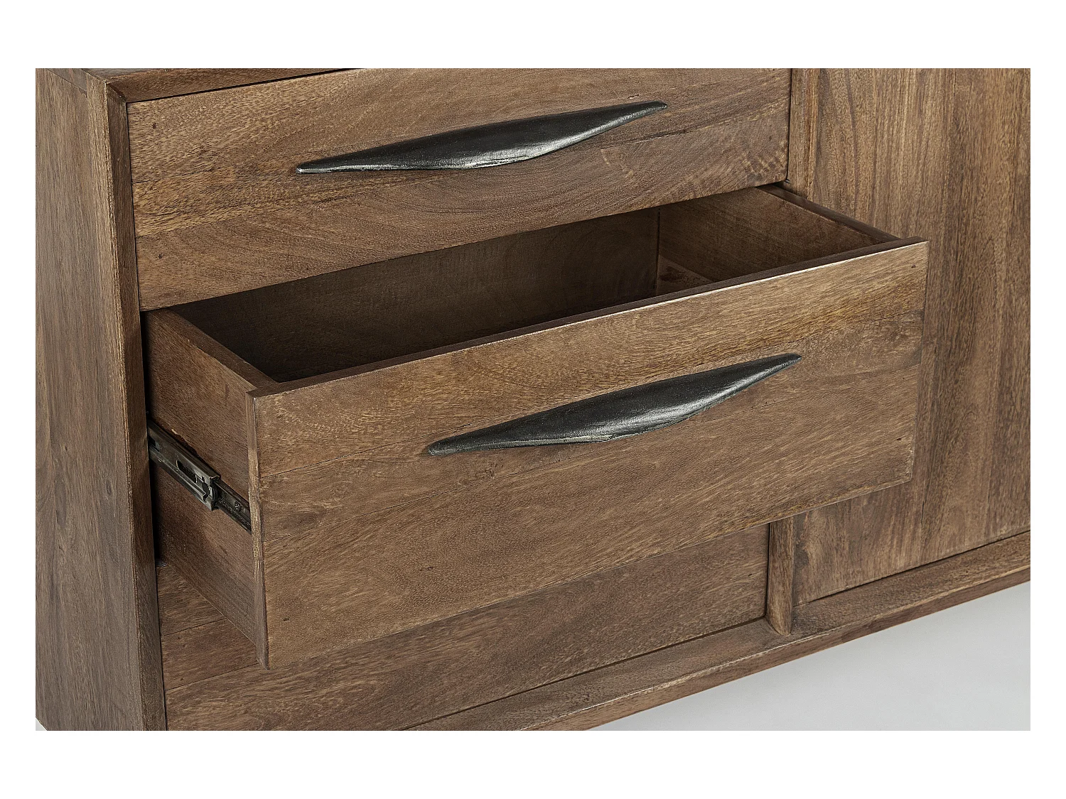 Buffet en bois de manguier marron 2 portes 3 tiroirs Kamy 152cm