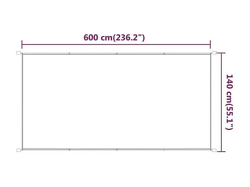 Auvent vertical Anthracite 140x600 Tissu oxford