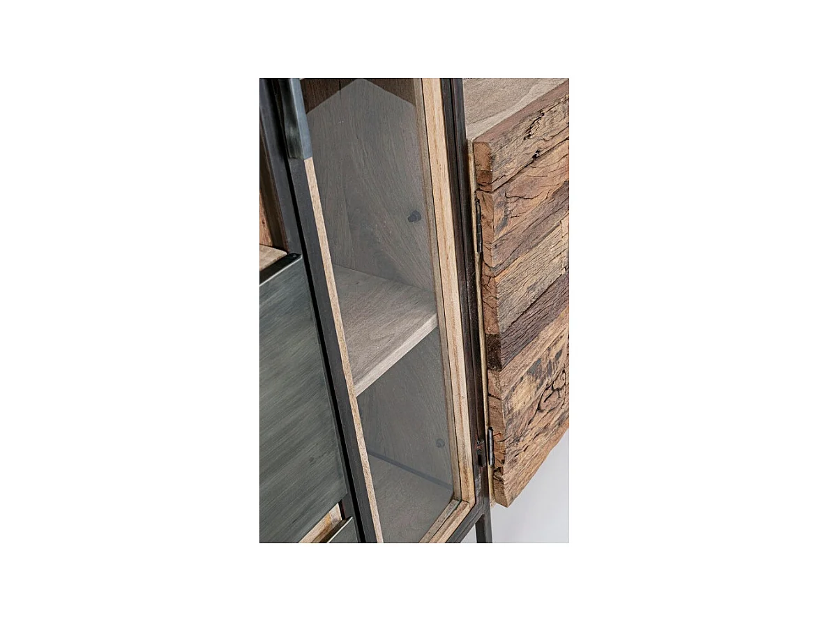 Buffet industriel 2 portes 2 tiroirs bois de manguier recyclé et acier noir Kramer 193cm