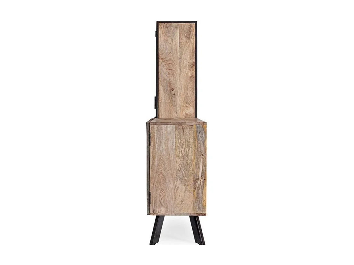 Buffet industriel 2 portes 2 tiroirs bois de manguier recyclé et acier noir Kramer 193cm