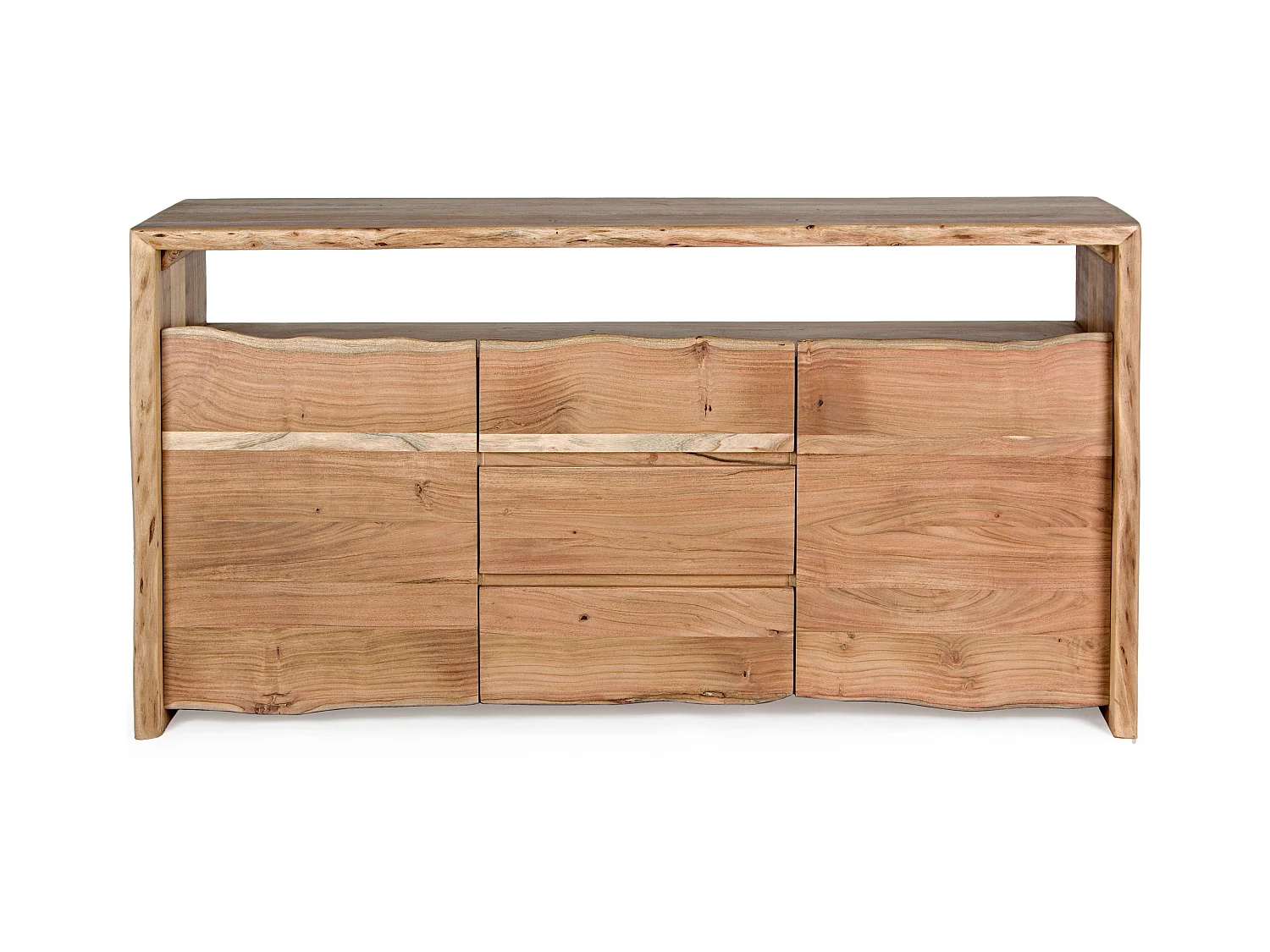 Buffet en bois d'acacia naturel 3 tiroirs 2 portes Adria 160cm